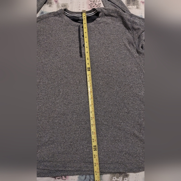 *George Men's Thermal Long Sleeved Shirt Grey 1/4 Button Pullover Large - Picture 7 of 8